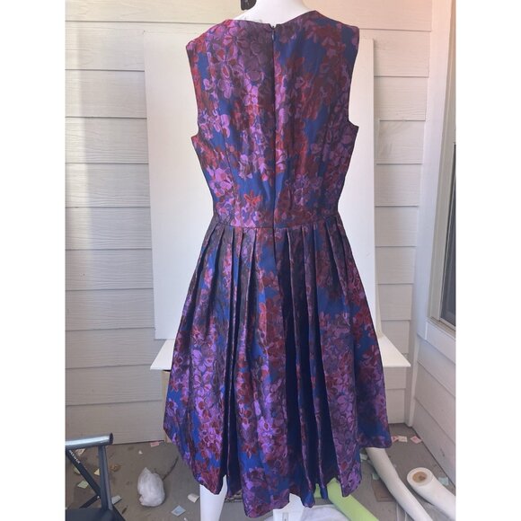 Badgley Mischka Couture for Nordstrom Floral Jacquard Fit & Flare Dress Size 12 - Picture 8 of 11